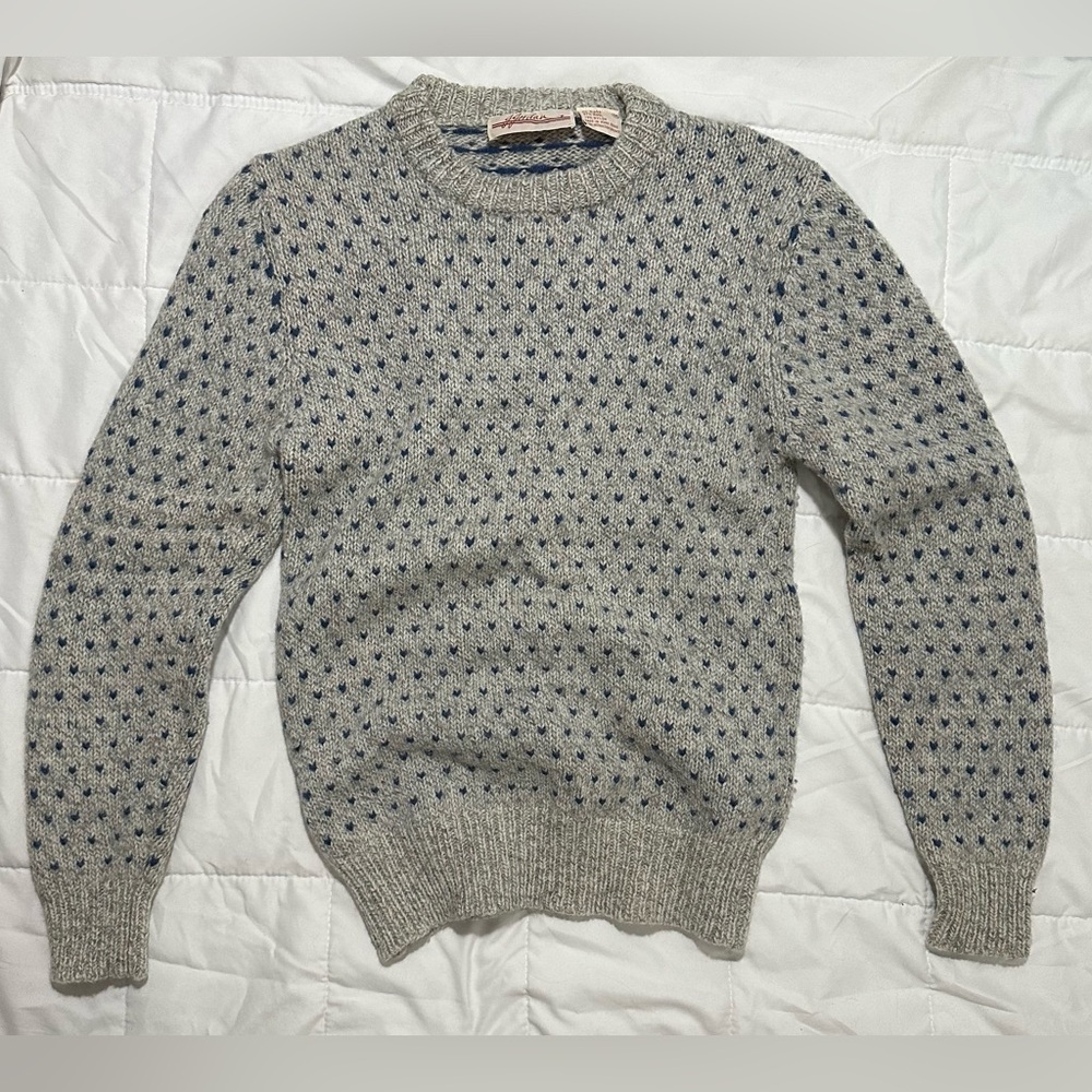 Vintage Wool Sweater - Heart Pattern